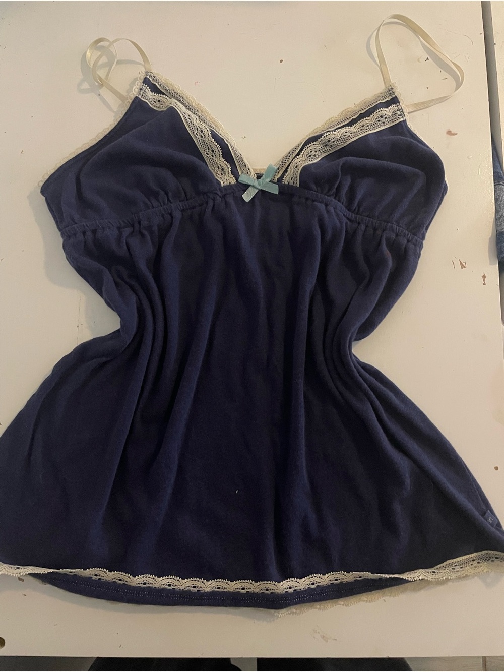 Gilligan & O'Malley Navy Camisole with Cream Lace Trim